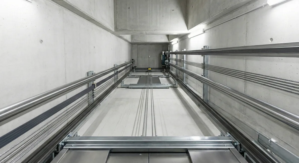 Modernizasyon sonrası yeni asansör ray sistemi